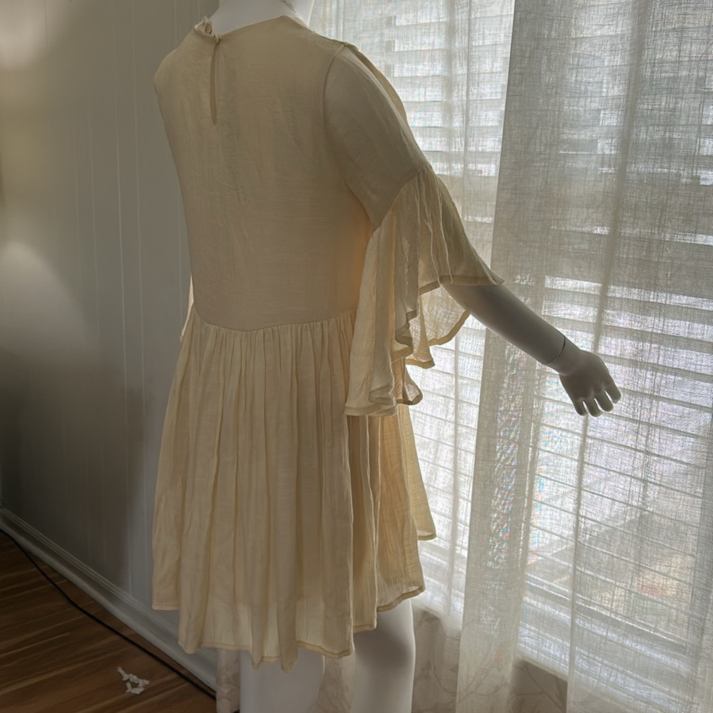 Altar'd State Cream Mini Sundress with Flutter Sleeves - Picture 5 of 11